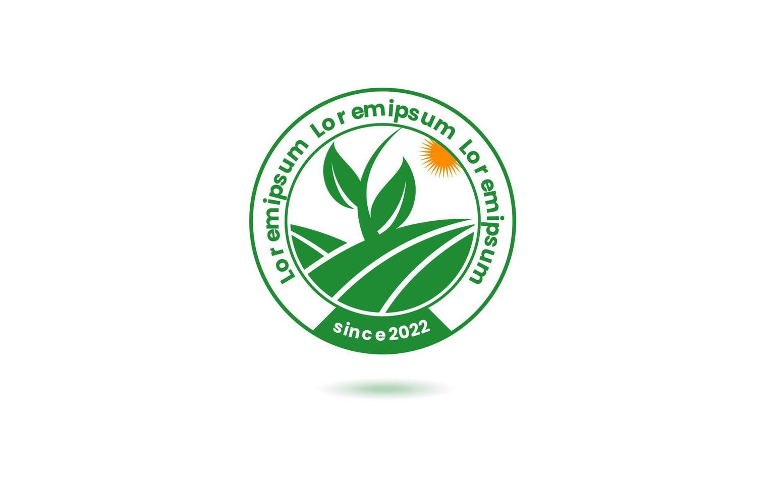farm logo template or agriculture industries logo design template, green leaf badge logo vector