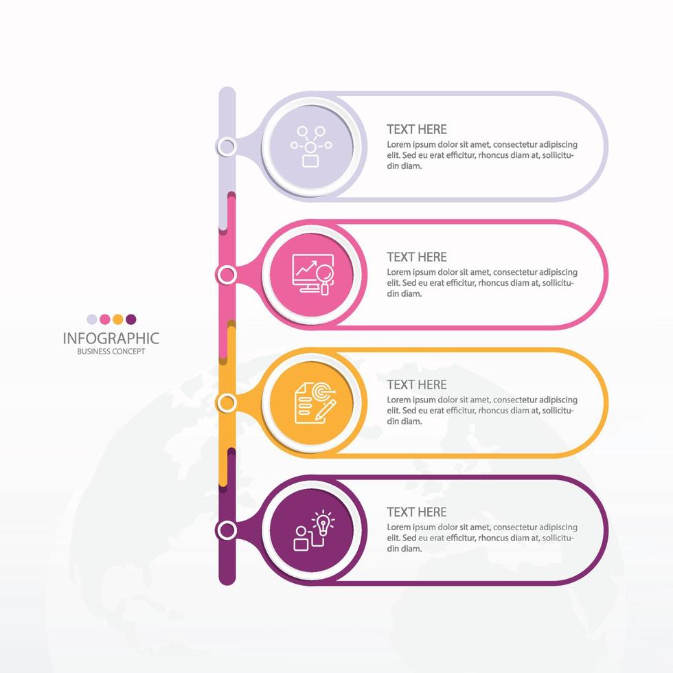 plantilla de infografía básica con 4 pasos, proceso u opciones, gráfico de proceso, utilizado para diagrama de proceso, presentaciones, diseño de flujo de trabajo, diagrama de flujo, infografía. ilustración vectorial eps10. vector