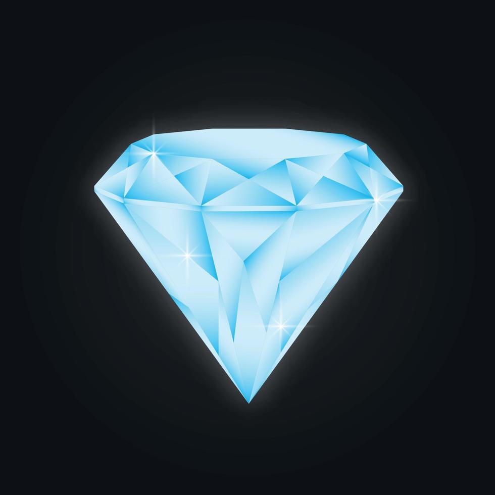 Vector blue shine diamond isolated on black for your design