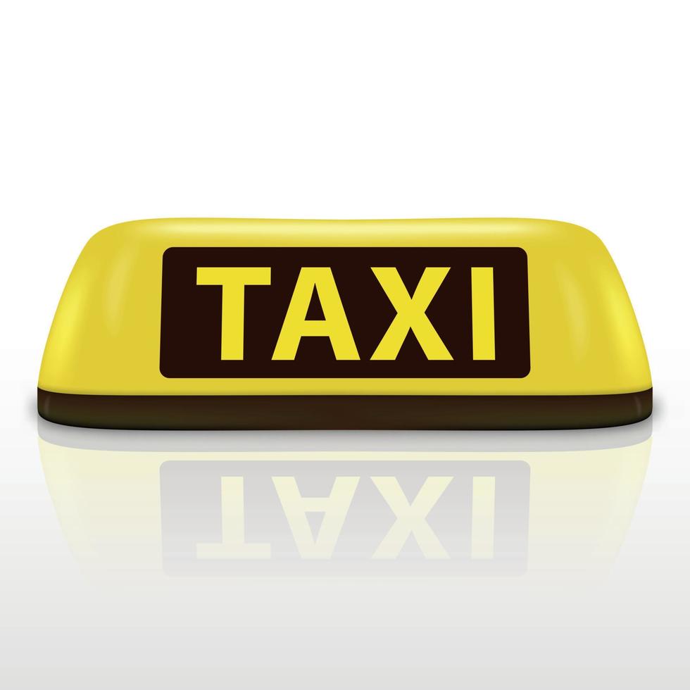 3d yellow taxi roof sign. Light lamp service icon vector