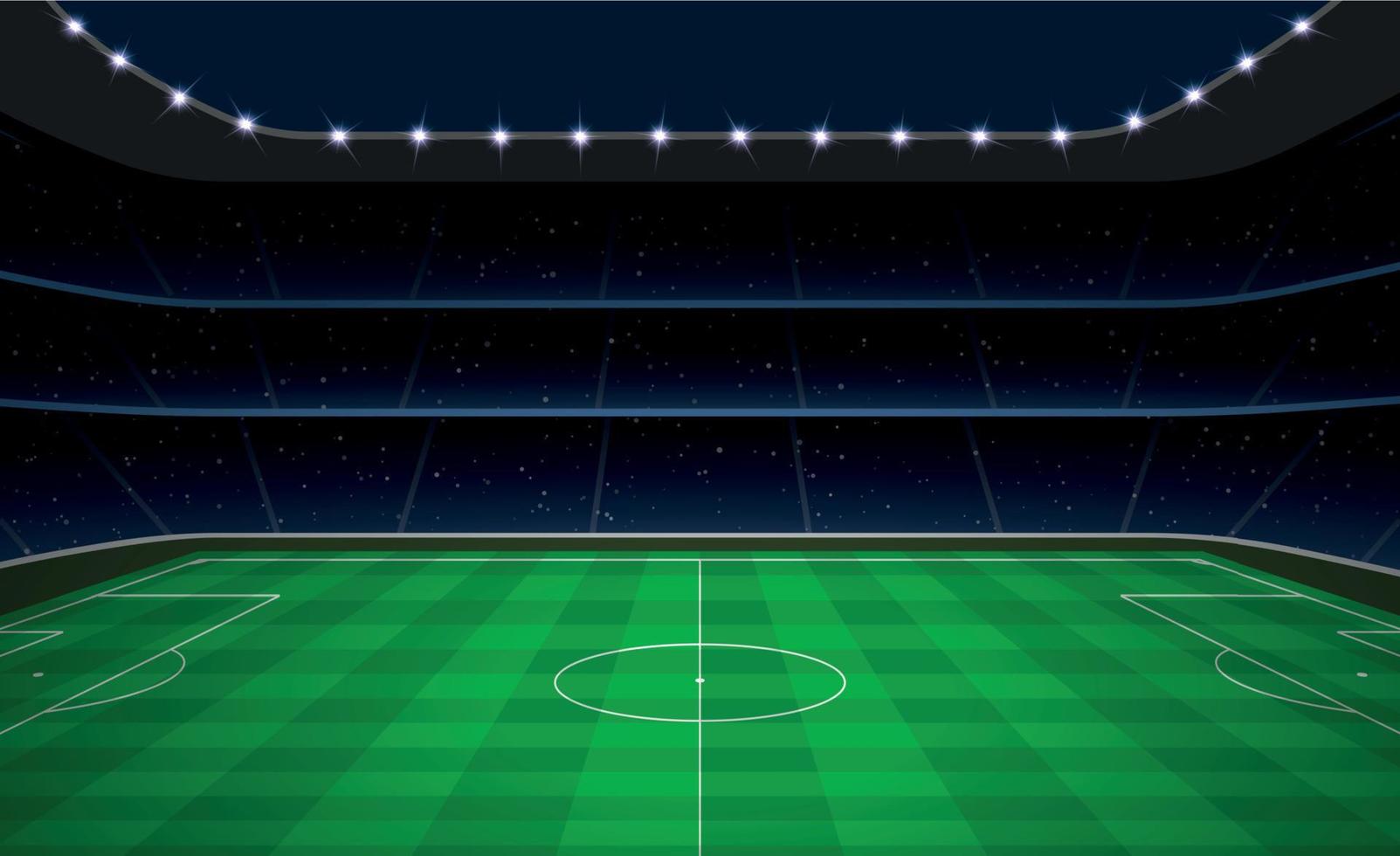 Soccer football stadium with green field. vector