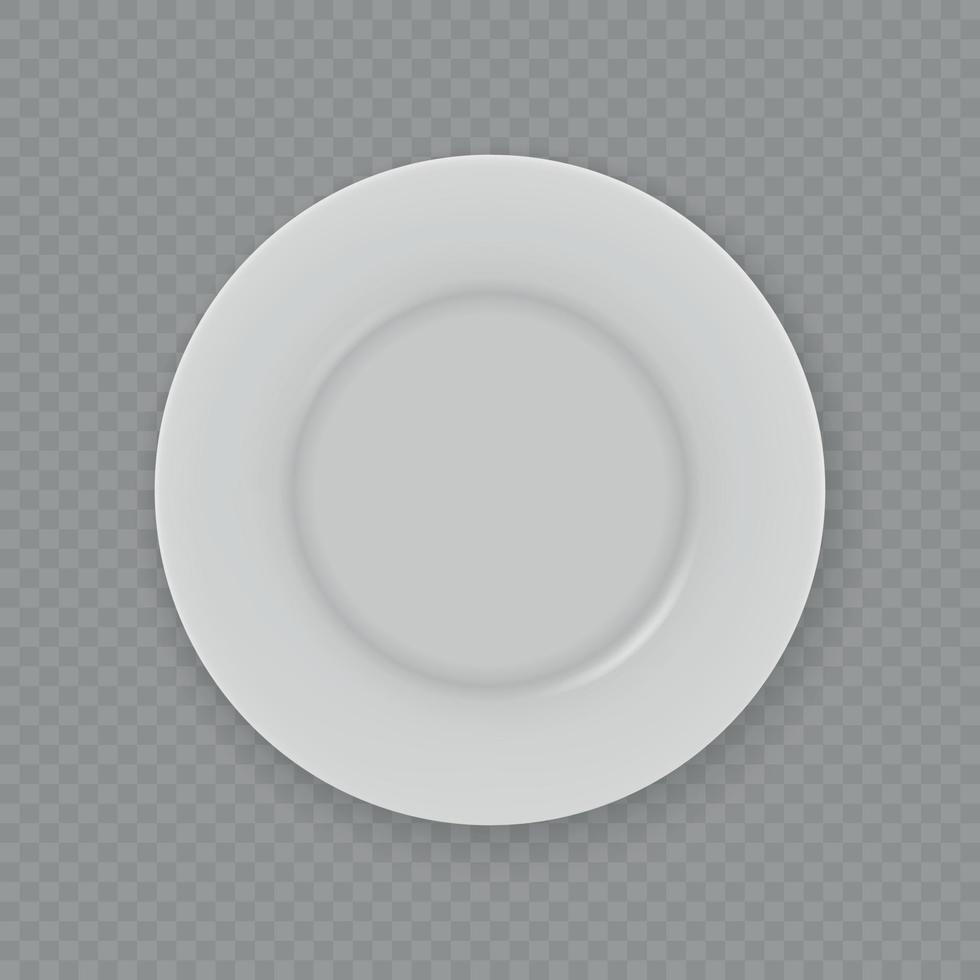 3d realistic white dish plate isolated for your design vector