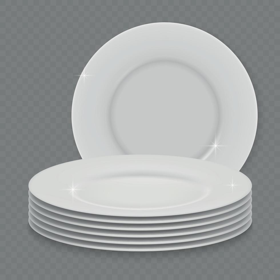 3d realistic white clean dish plate isolated vector