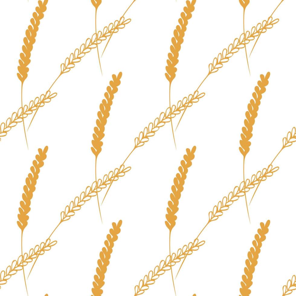 Seamless pattern with ears of wheat illustration on white background vector