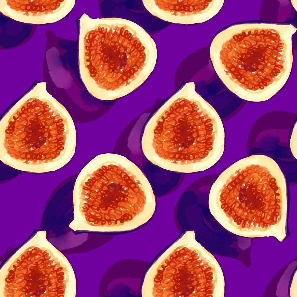 Seamless pattern with iIllustration of a figs on a violet background vector