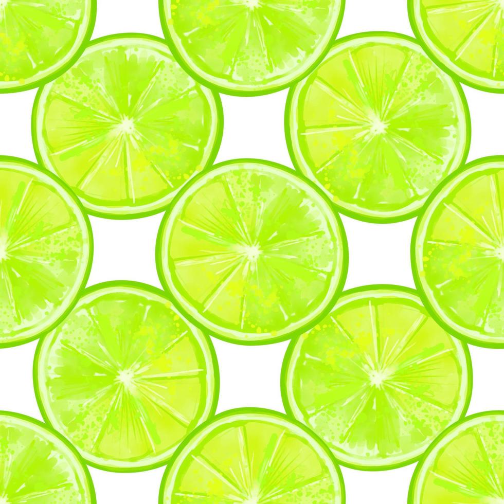 Seamless pattern with iIlustration lime slices on a white background vector
