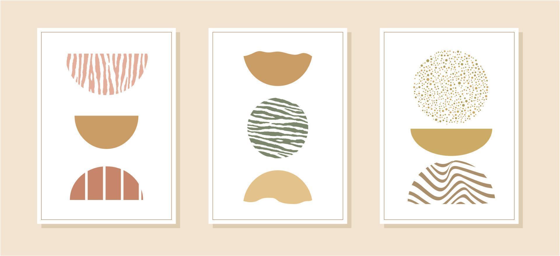 Set of minimalist geometric art posters. Contemporary design posters template with primitive shapes elements. Modern contemporary creative trendy abstract templates vector illustration.
