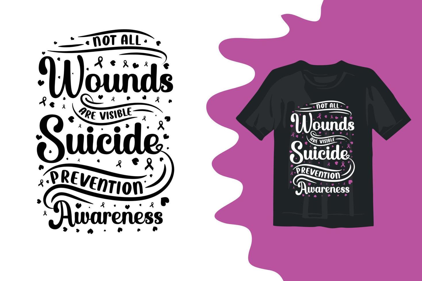 Suicide awareness typography t shirt design print on demand vector