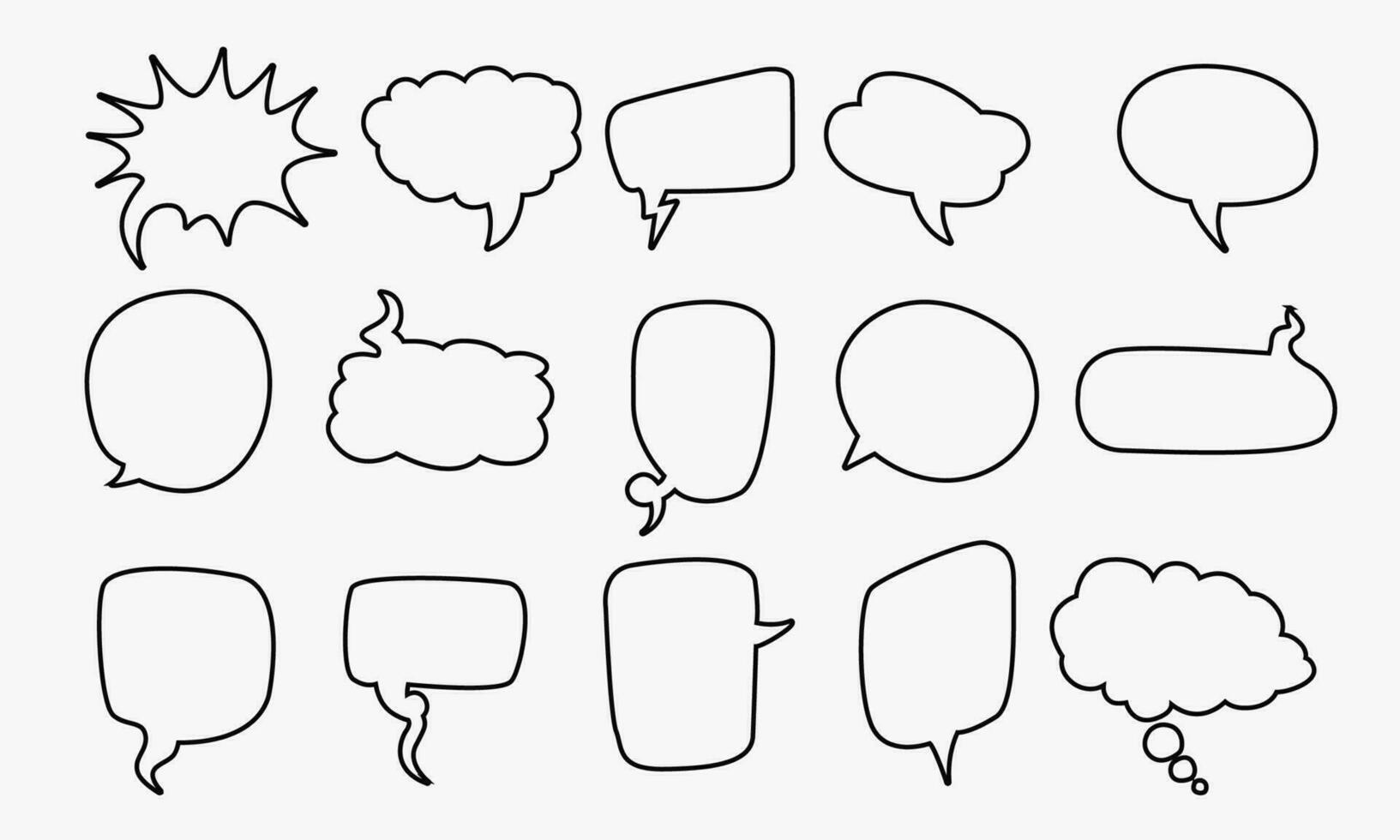 Collection of speech bubbles with outline style vector