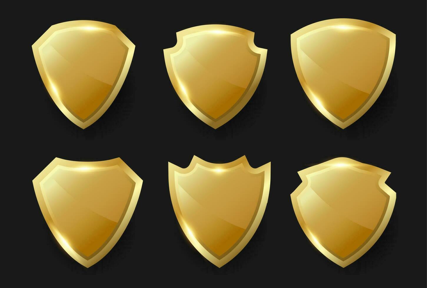 Set of emblem or badge gold shield. logo design vector