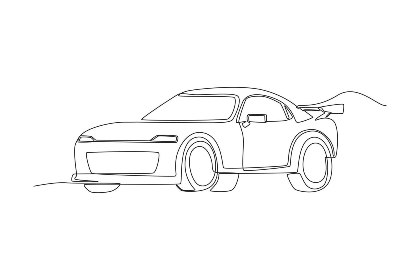 coche deportivo de dibujo de una sola línea. concepto de vehículo. ilustración de vector gráfico de diseño de dibujo de línea continua.