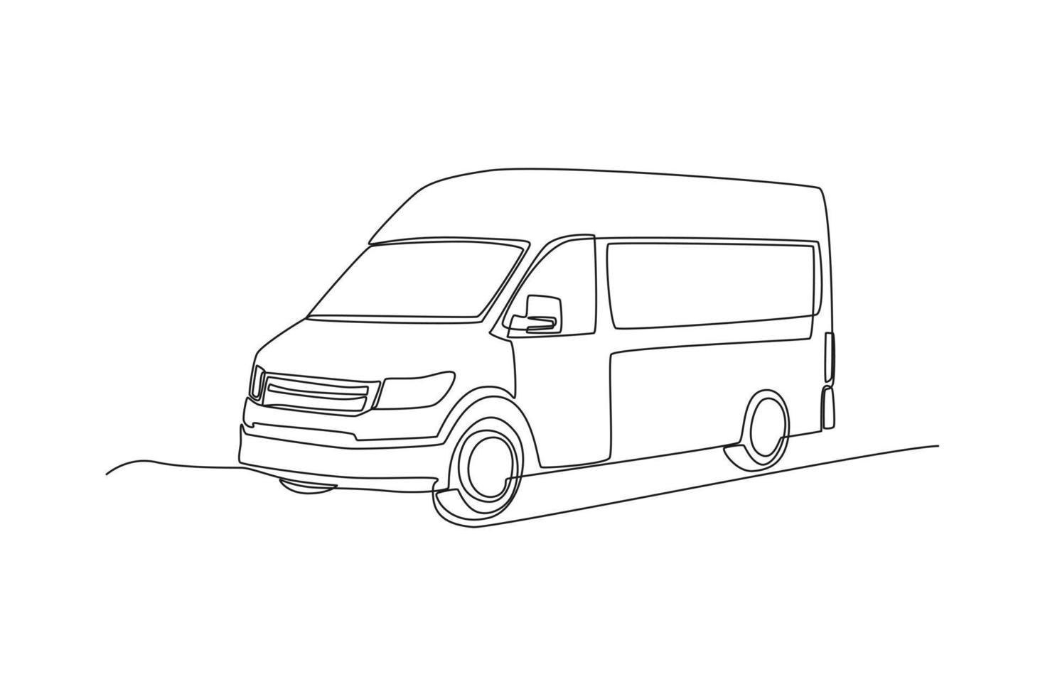 Single one line drawing delivery van. vehicle concept. Continuous line draw design graphic vector illustration.