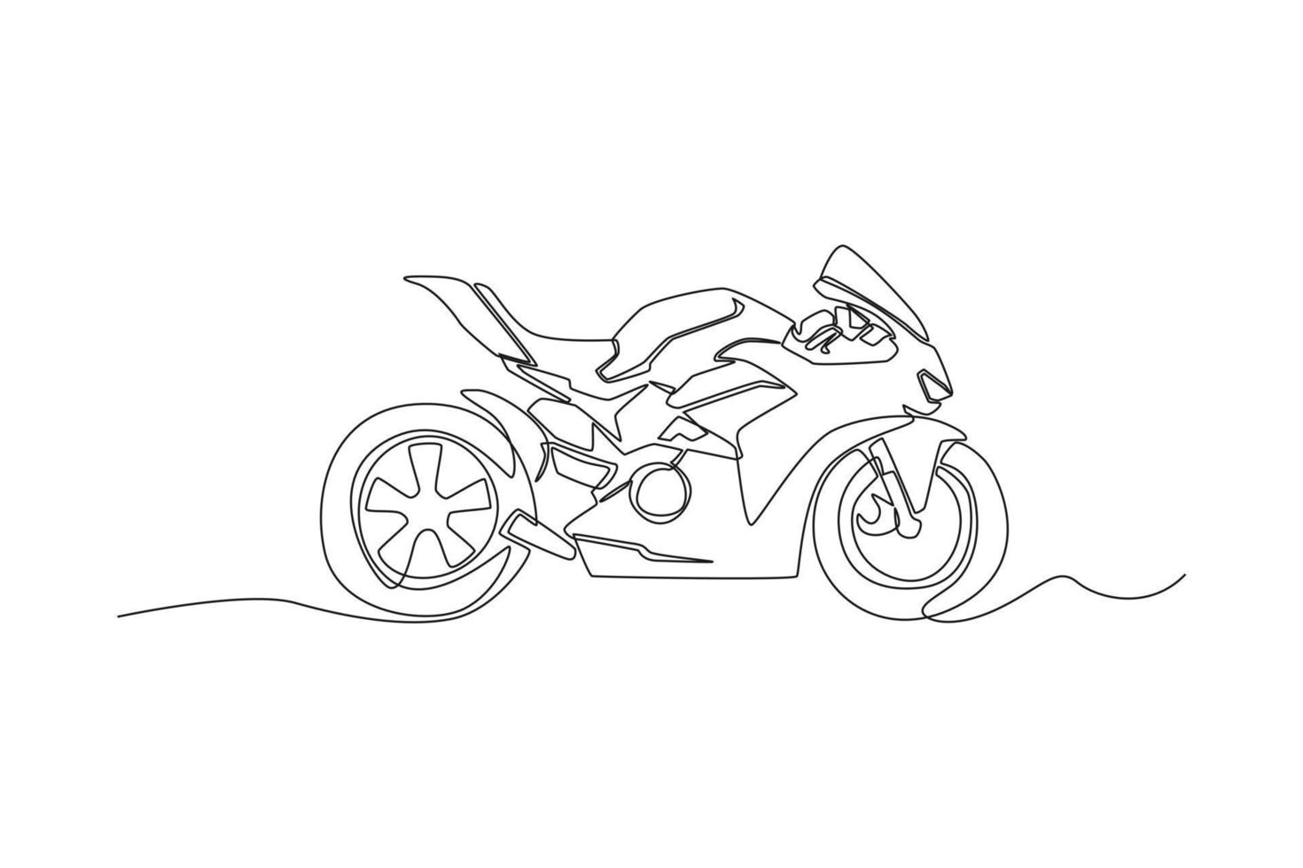 Single one line drawing sport motorcycle. vehicle concept. Continuous line draw design graphic vector illustration.