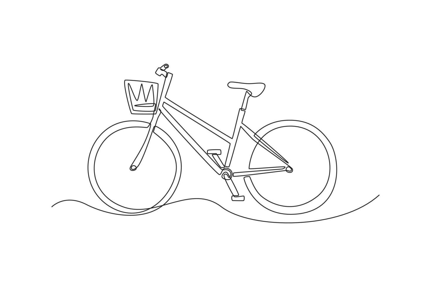 Single one line drawing bicycle. vehicle concept. Continuous line draw design graphic vector illustration.