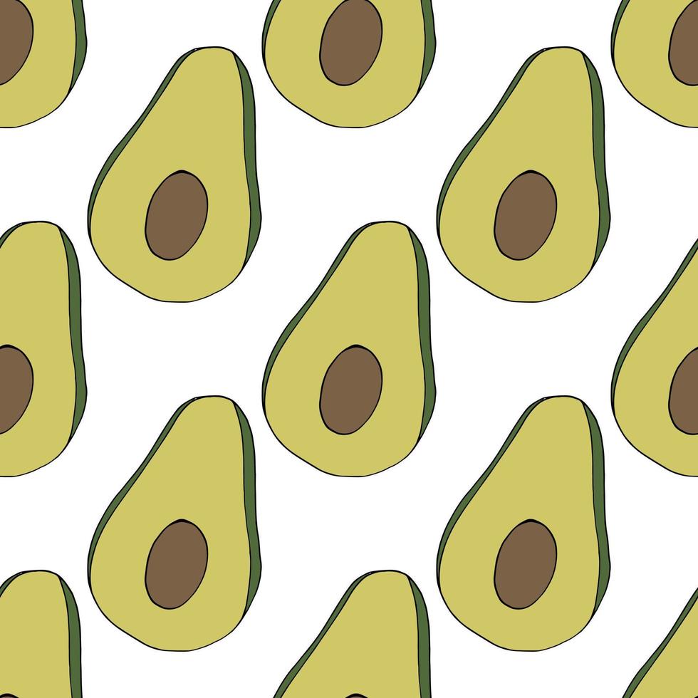 patrón sin costuras con aguacate sobre fondo blanco. imagen vectorial vector