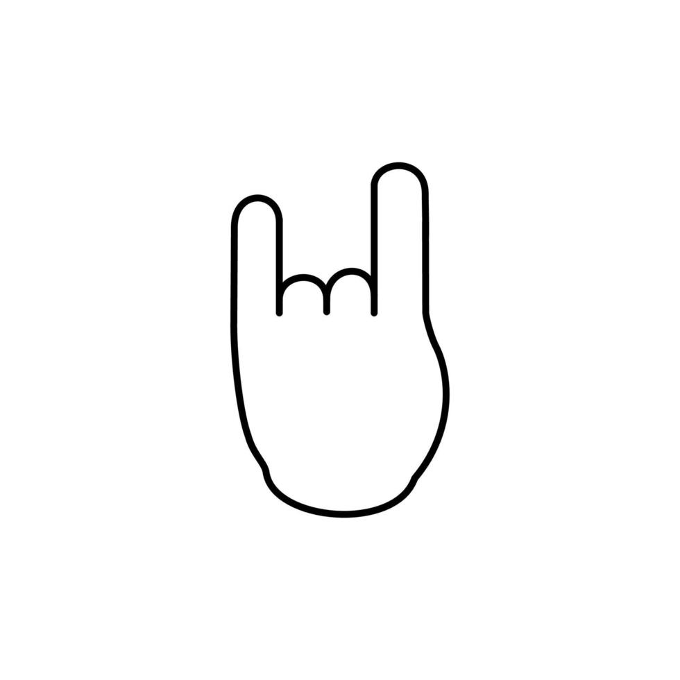 icono de línea de dedo de música rock. signo de cuerno vectorial para su diseño vector