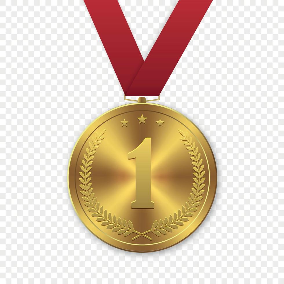 Vector 3d Realistic Gold medal, First place award