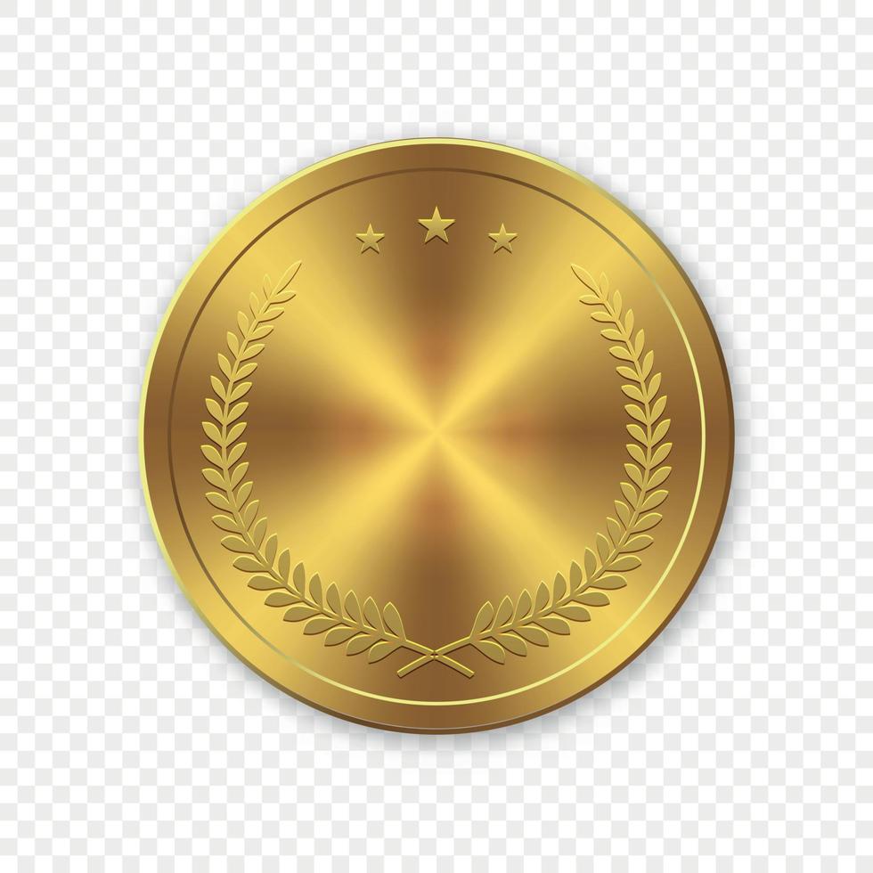 Vector 3d Realistic Gold blank coin isolated