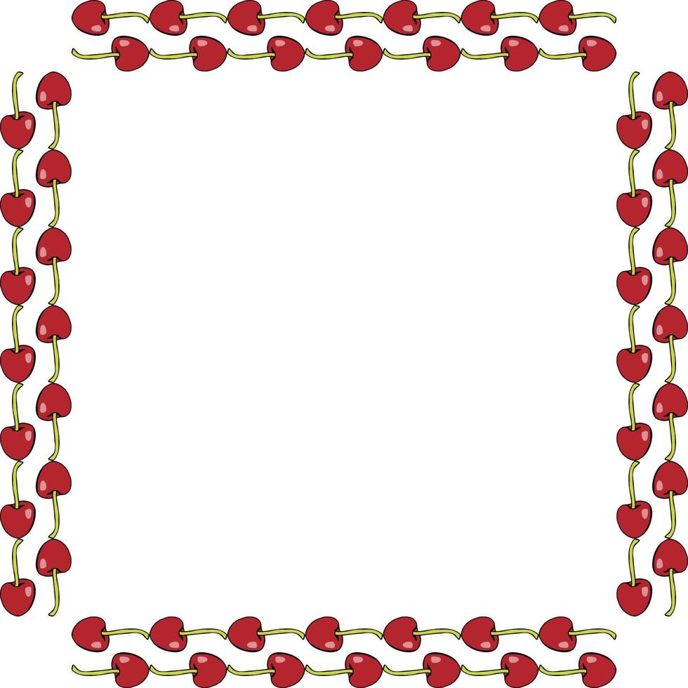 Square frame with creative cherries on white background. Vector image.