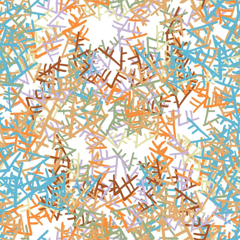 Fantasy messy freehand doodle geometric shapes seamless pattern.  Infinity ditsy scribble abstract card, layout. vector