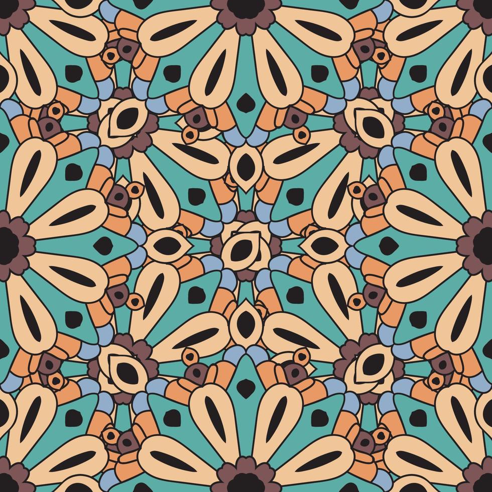 Abstract seamless pattern with mandala flower. Mosaic, tile vector