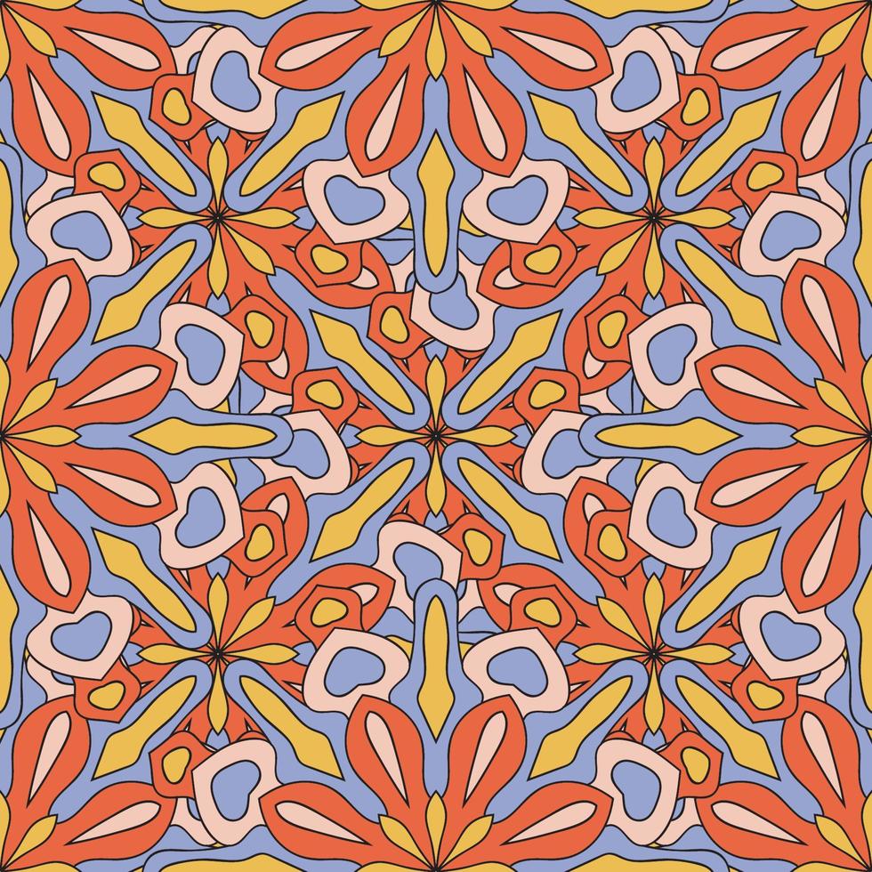 Abstract seamless pattern with mandala flower. Mosaic, tile. vector