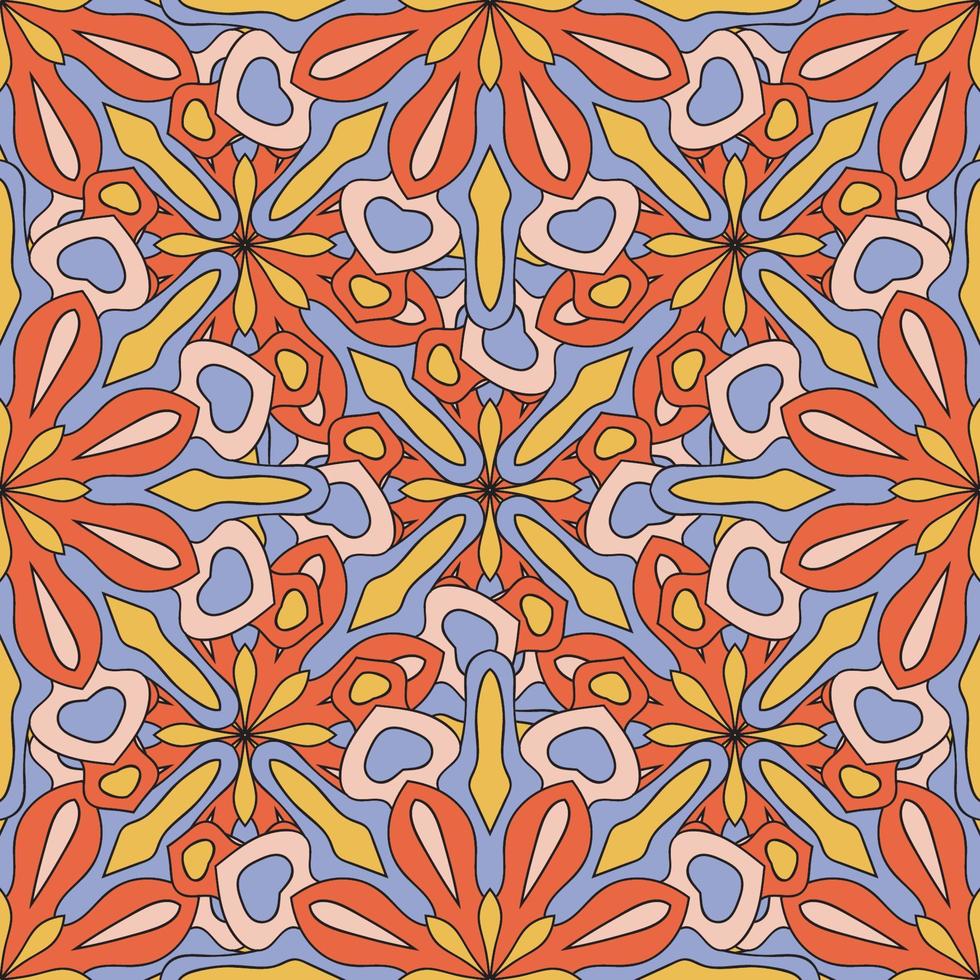 Resumen de patrones sin fisuras con flor de mandala. mosaico, azulejo. vector