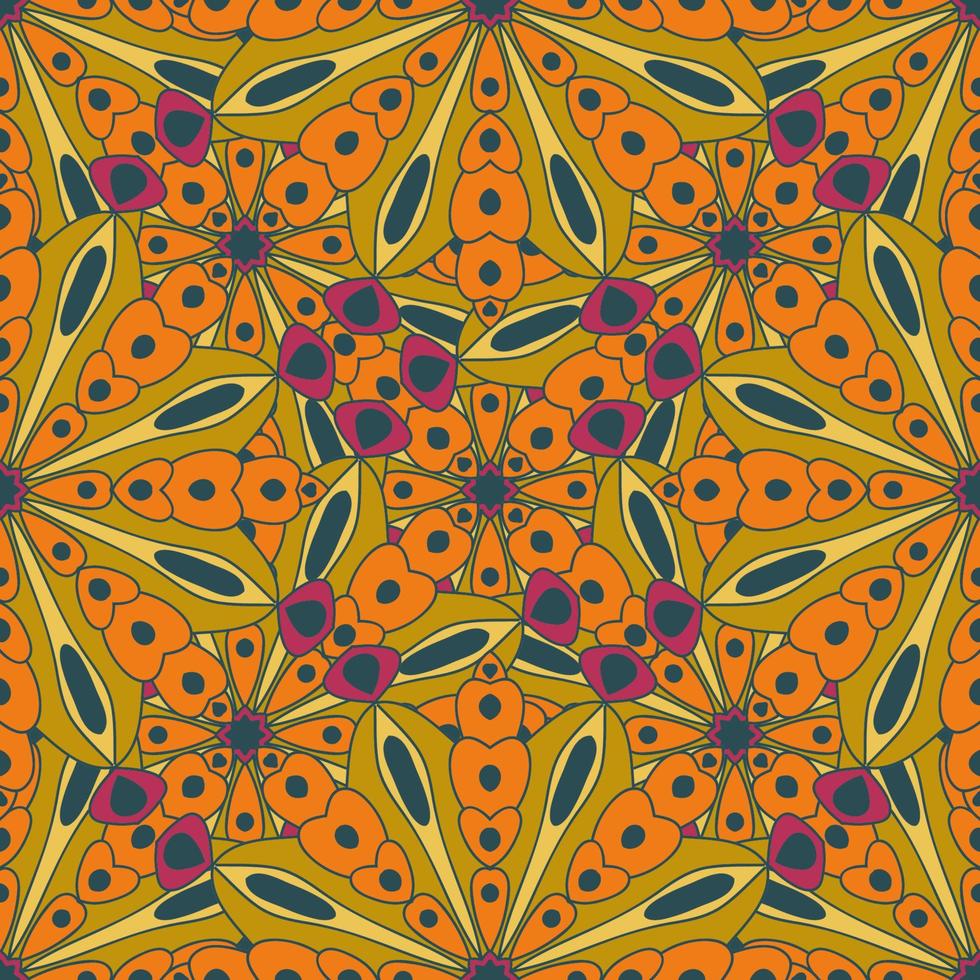 Abstract seamless pattern with mandala flower. Mosaic, tile. vector