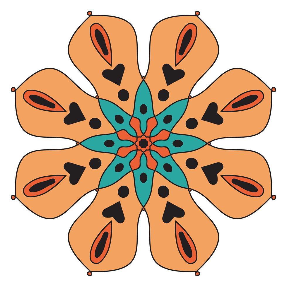 lindo mándala. Ronda ornamental doodle flor aislado sobre fondo blanco. vector