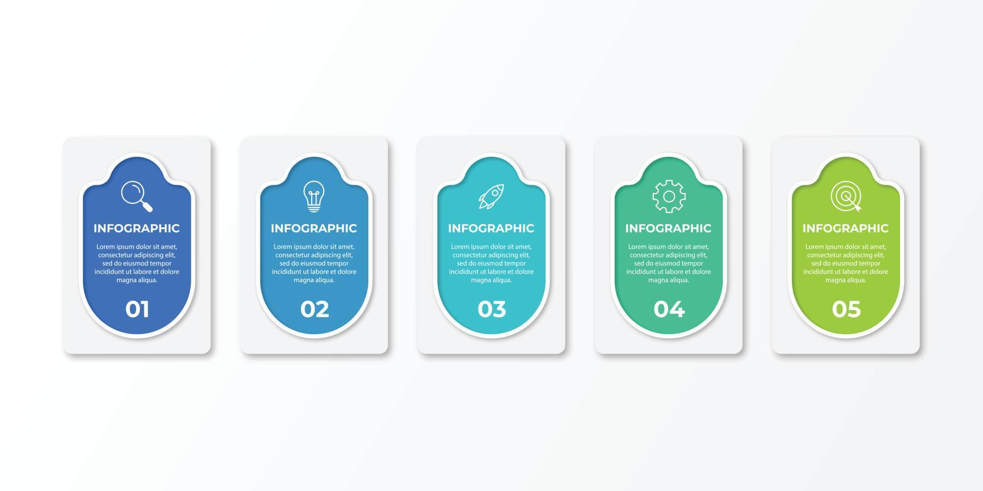 Business infographic thin line process with square template design with icons and 5 options or steps. Vector illustration