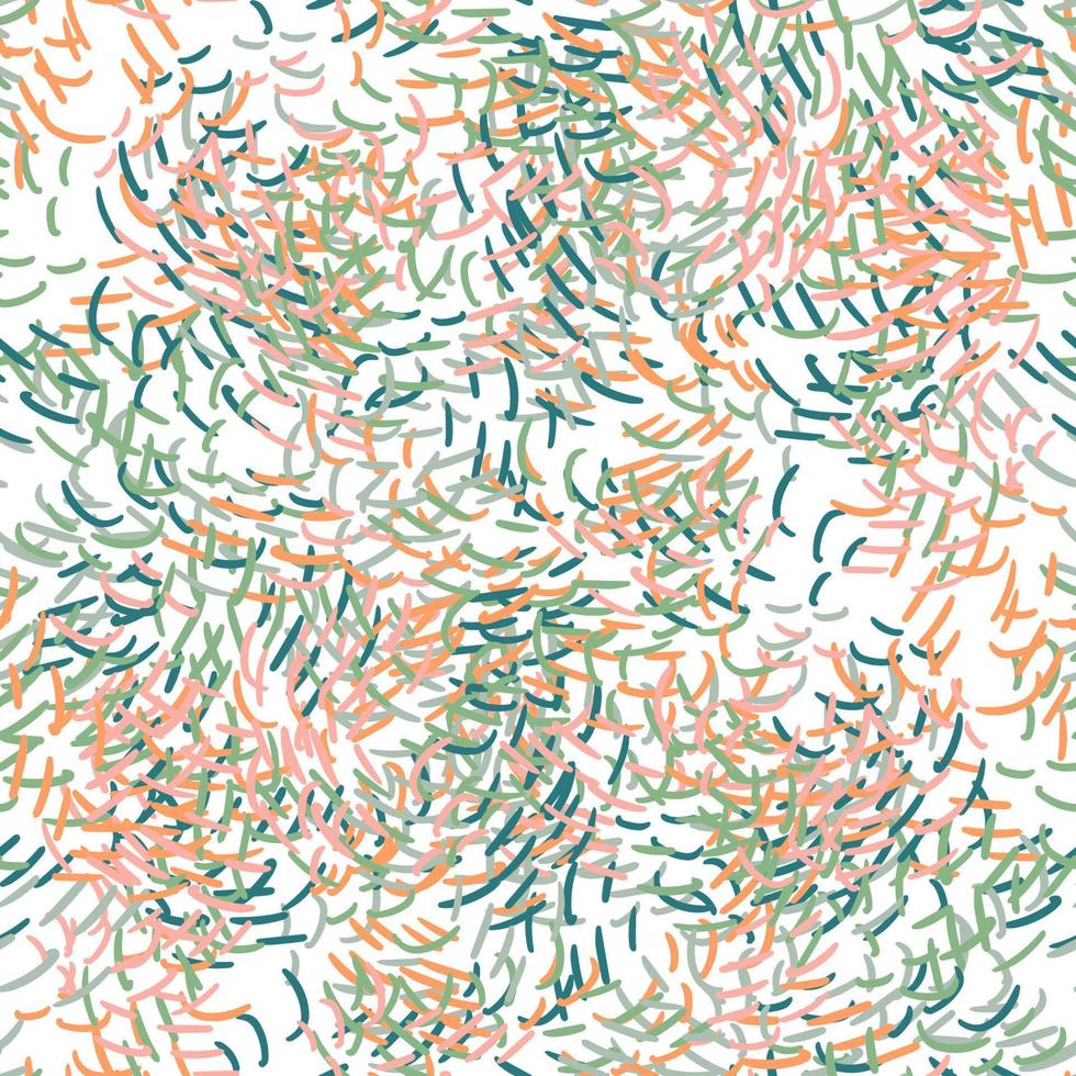 Fantasy messy freehand doodle geometric shapes seamless pattern.  Infinity ditsy scribble abstract card, layout. vector