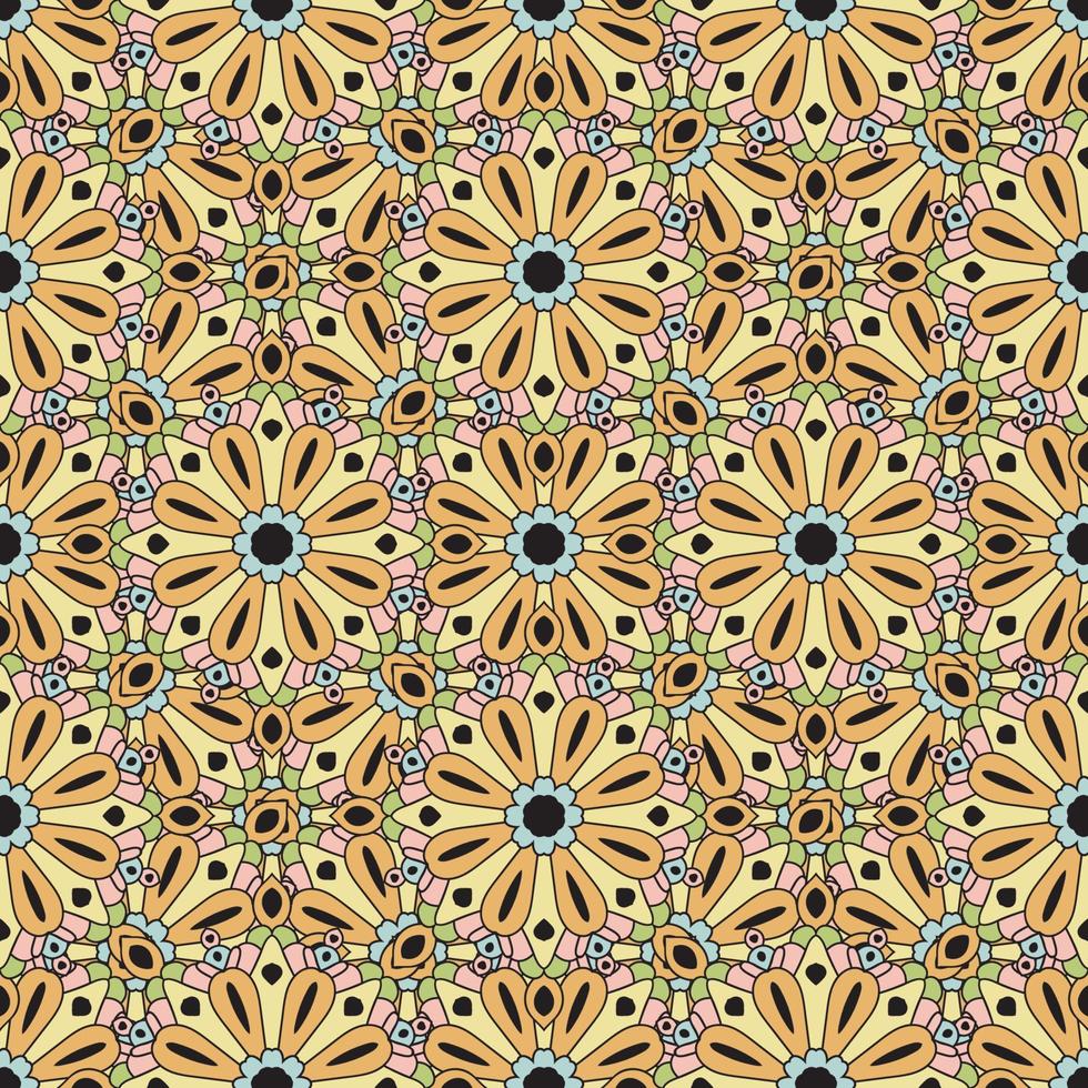 Abstract seamless pattern with mandala flower. Mosaic, tile vector