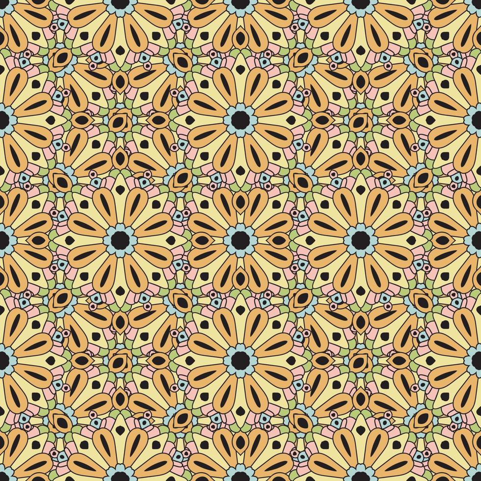 Abstract seamless pattern with mandala flower. Mosaic, tile vector