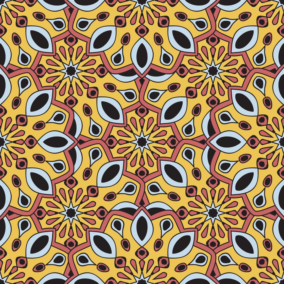 Abstract seamless pattern with mandala flower. Mosaic, tile vector