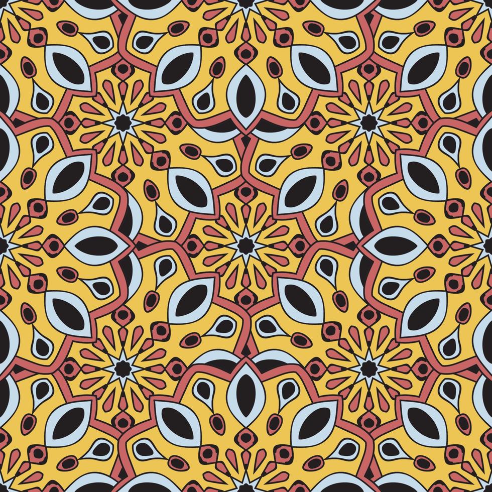 Abstract seamless pattern with mandala flower. Mosaic, tile vector