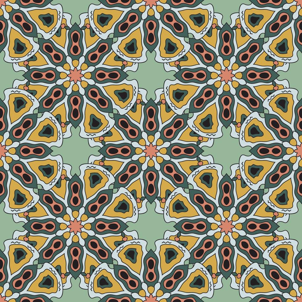 Abstract seamless pattern with mandala flower. Mosaic, tile. vector