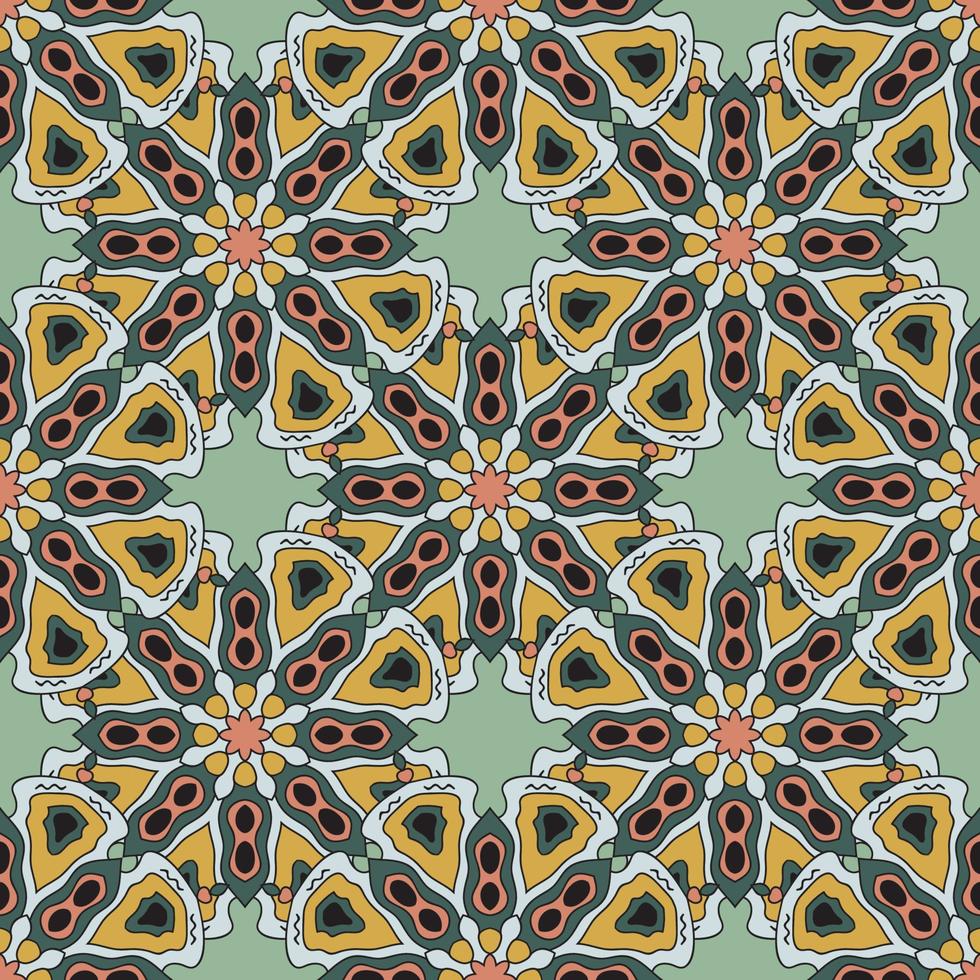 Abstract seamless pattern with mandala flower. Mosaic, tile. vector