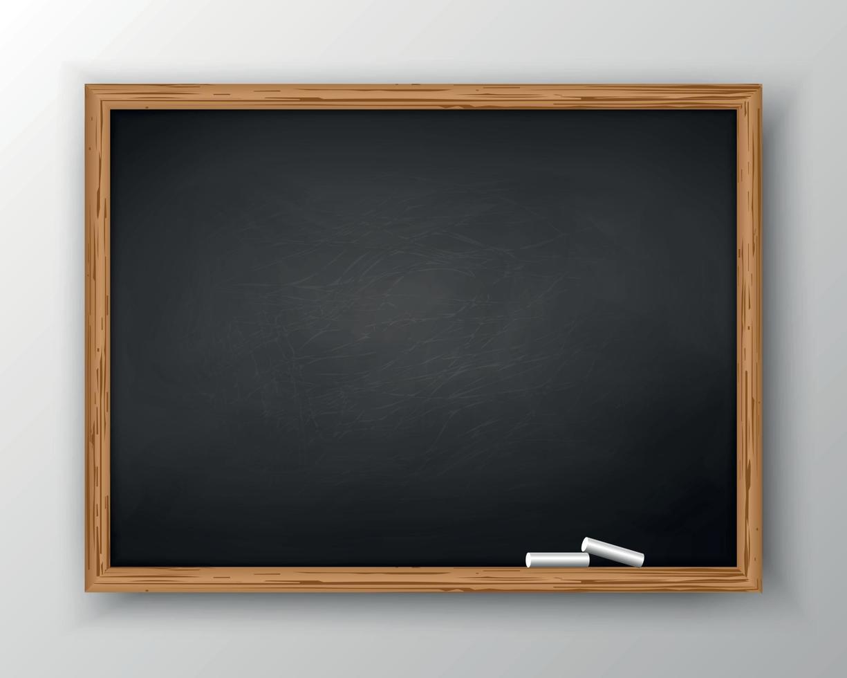 Blackboard with wooden frame . Vector illustration