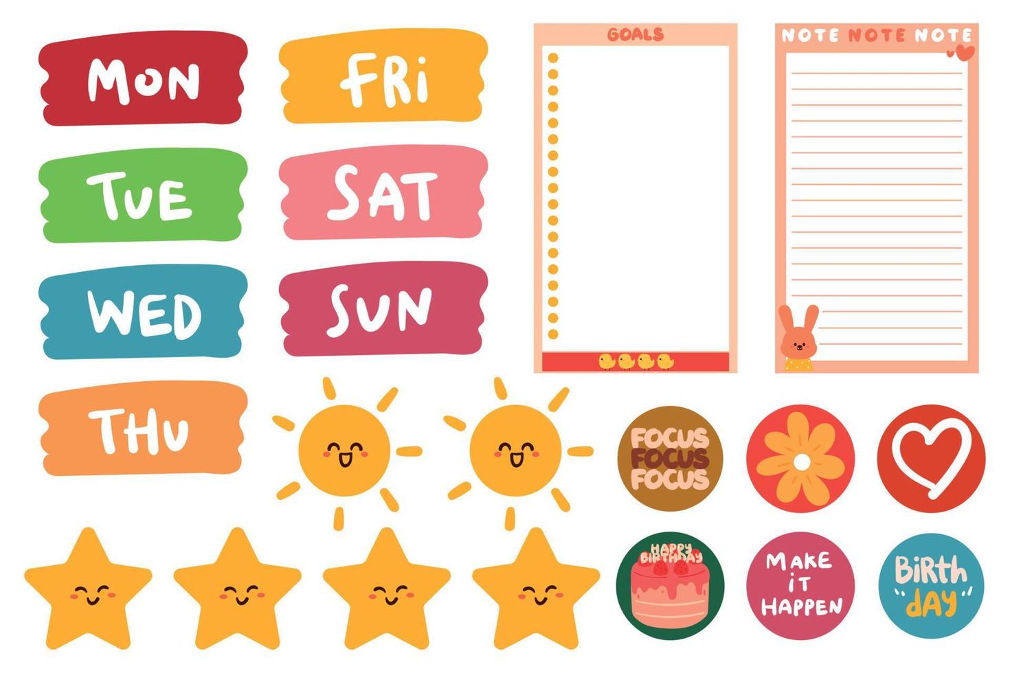 cute planner sticker for journal, diary vector