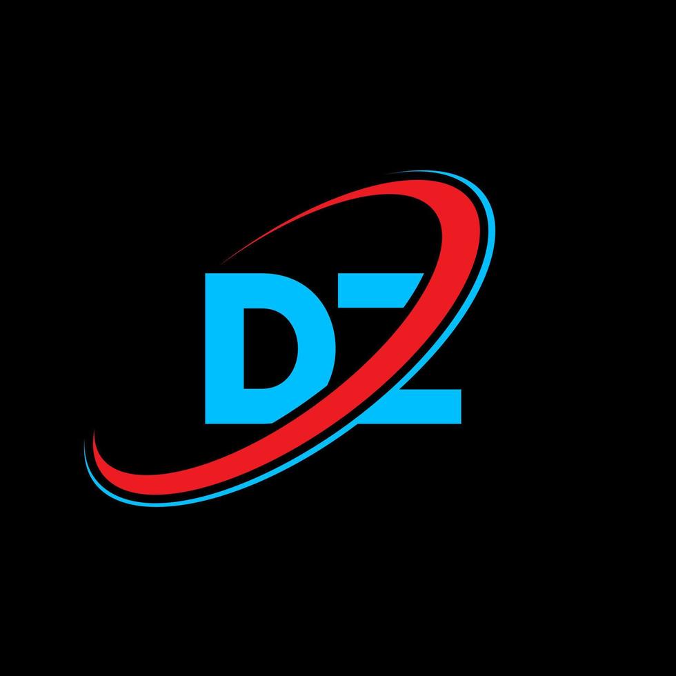 DZ D Z letter logo design. Initial letter DZ linked circle uppercase monogram logo red and blue. DZ logo, D Z design. dz, d z vector