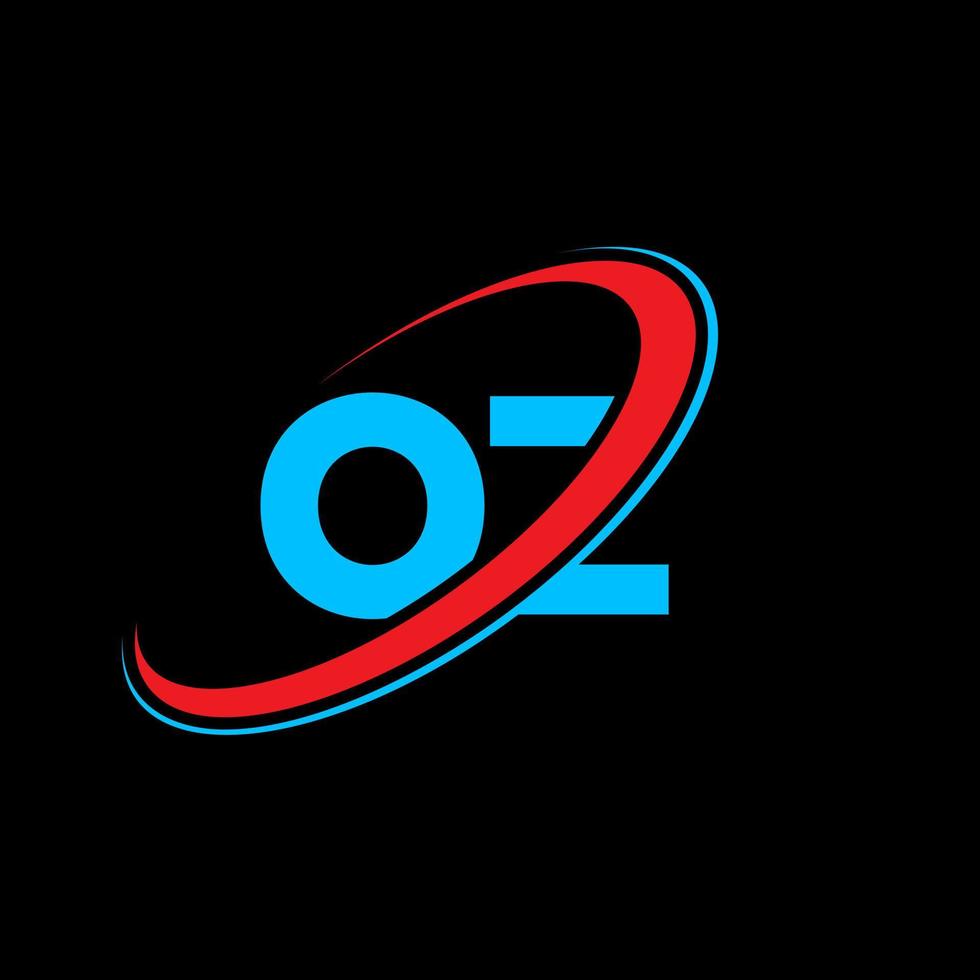 OZ O Z letter logo design. Initial letter OZ linked circle uppercase monogram logo red and blue. OZ logo, O Z design. oz, o z vector