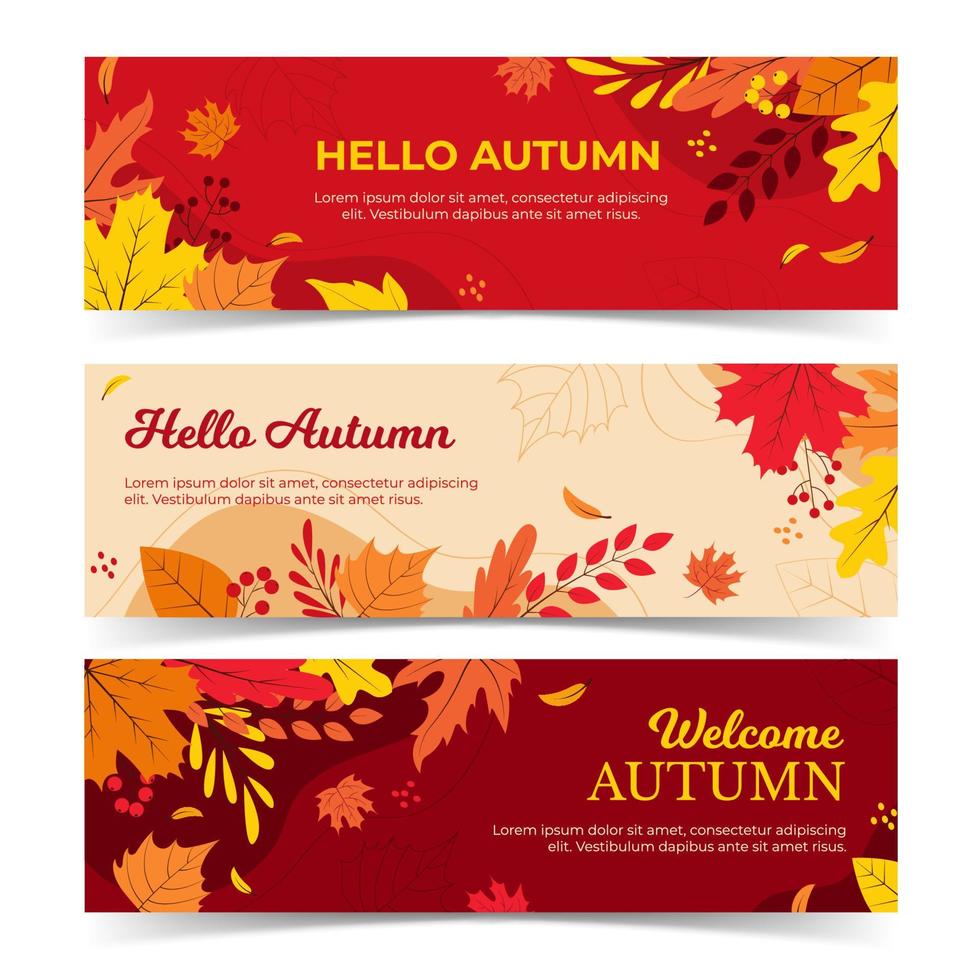 Hello Autumn Banner Collection vector
