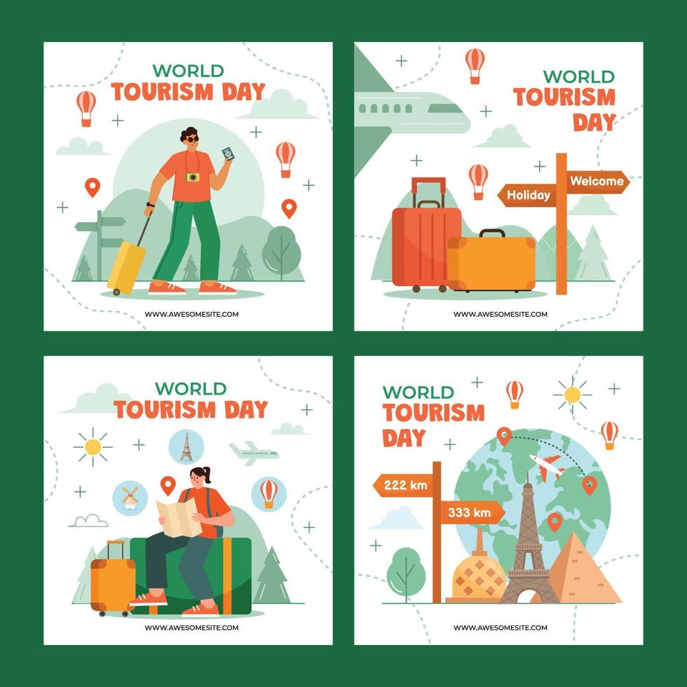 Tourism Day Social Media Template vector