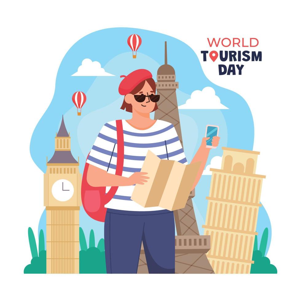 concepto del día mundial del turismo vector