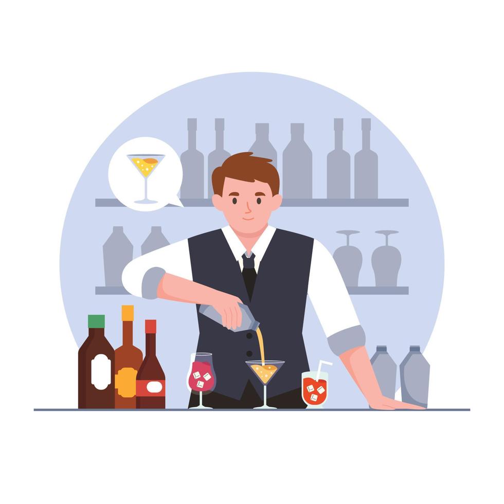 concepto de barman de cócteles vector