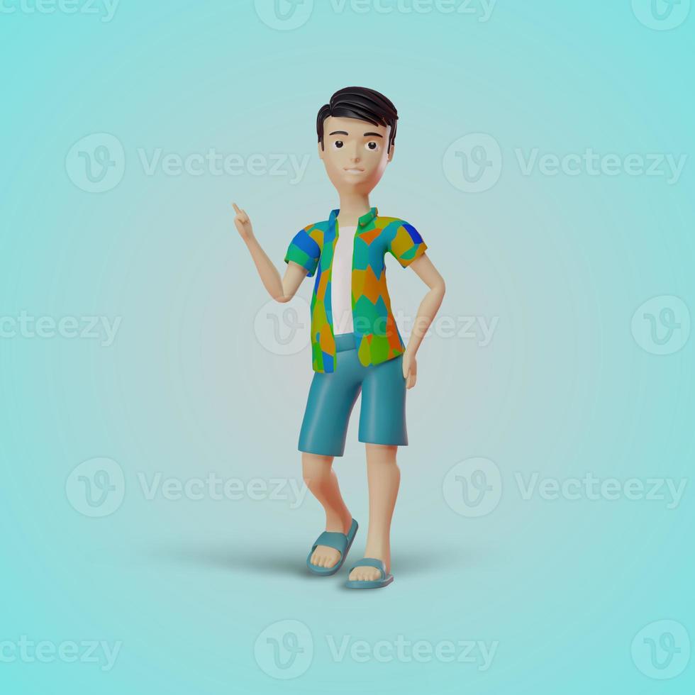 Ilustración de personaje 3d con estilo de ropa de verano. foto