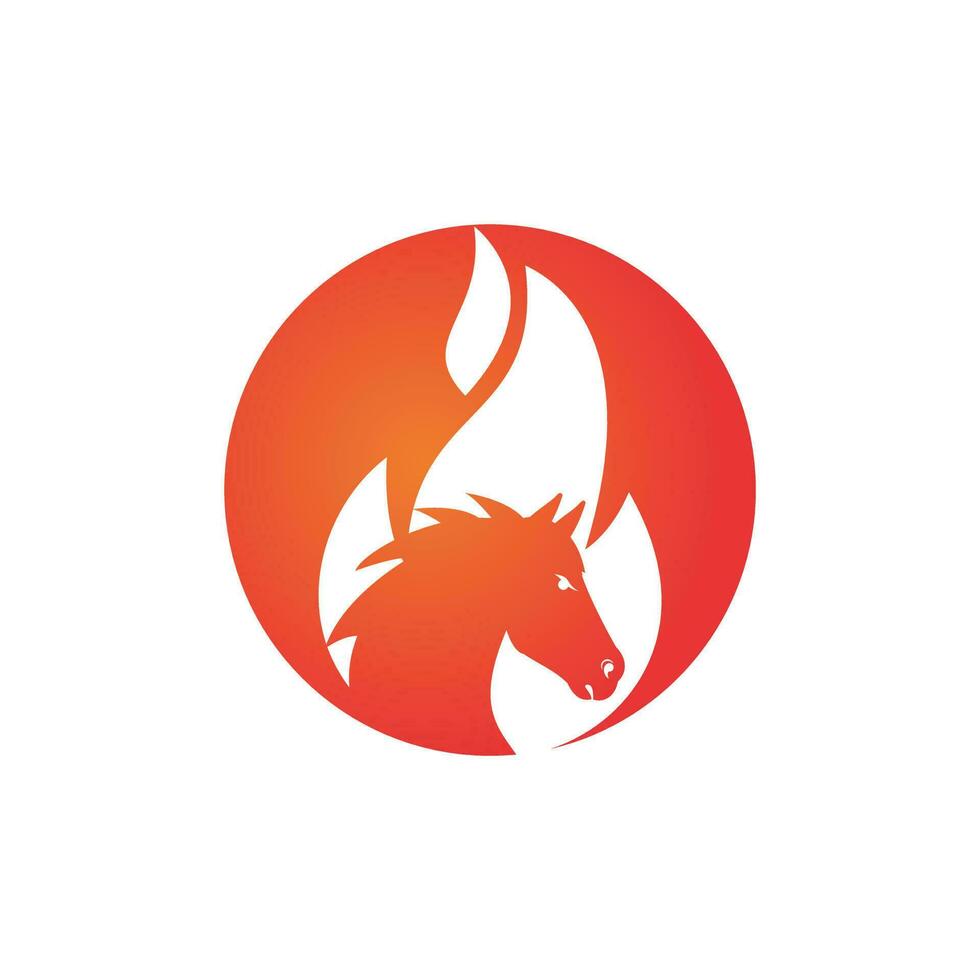 caballo ardiendo en plantilla de diseño de vector de logotipo de llama de fuego. símbolo de velocidad, libertad y fuerza.