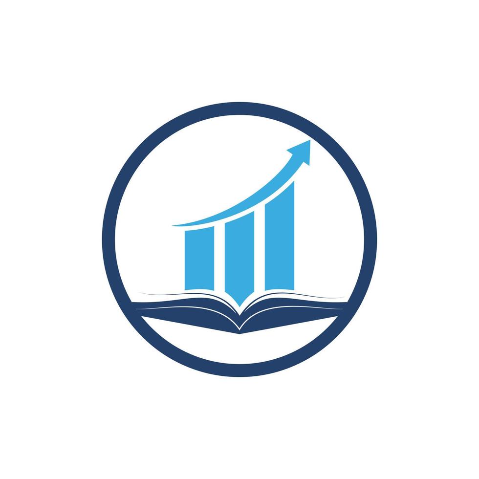 diseño del logo del libro de finanzas. diseño de logotipo de educación de crecimiento empresarial. vector