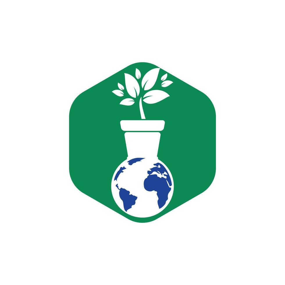 plantilla de logotipo ecológico de la naturaleza mundial. diseño vectorial de iconos de globo y maceta. vector