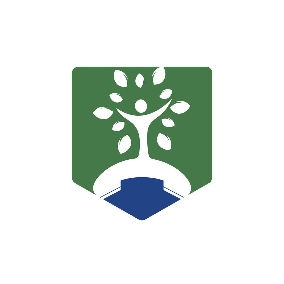 Nature call vector logo design. Handset and human tree icon design template.